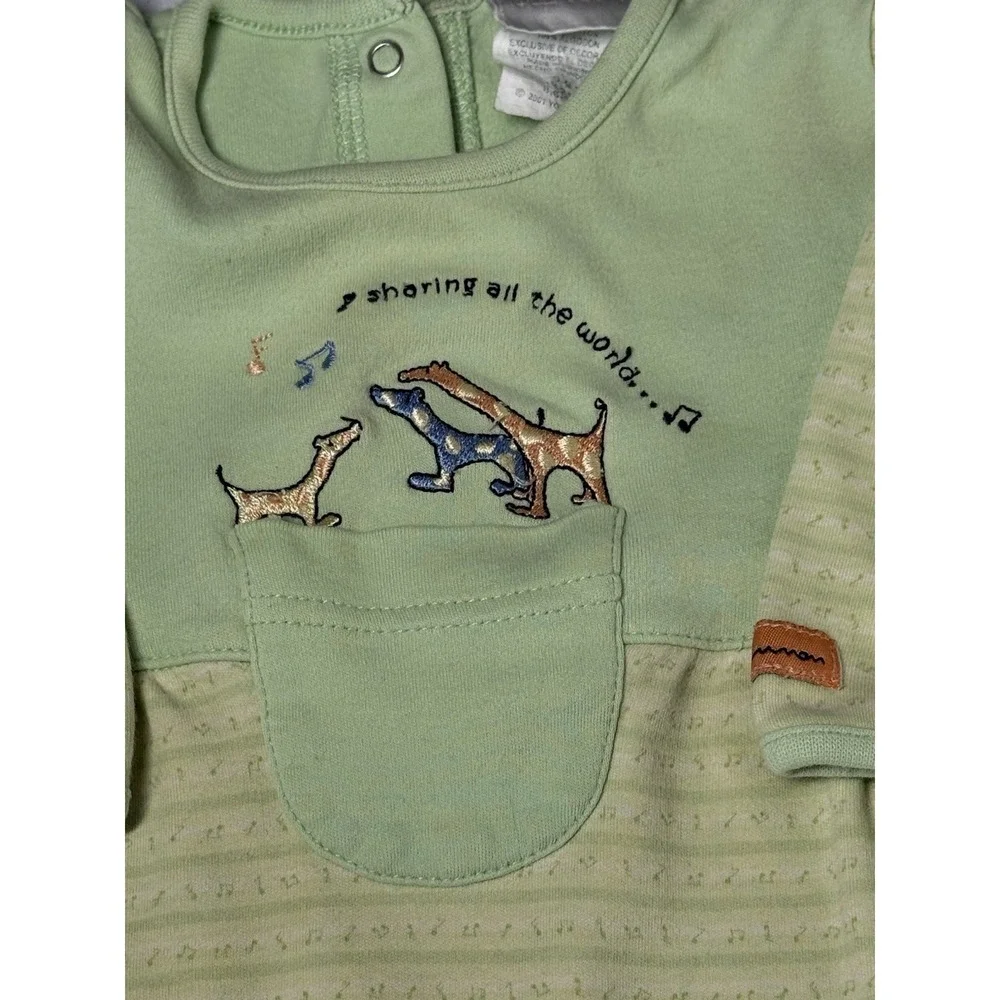 VTG Carter's John Lennon One Piece Green Outfit Imagine Lyrics Giraffes SZ 6-9 M